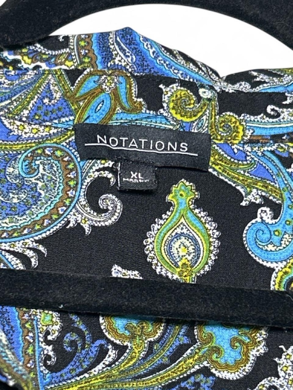 Notations blue, green and black paisley blouse Sz XL - Picture 3 of 5